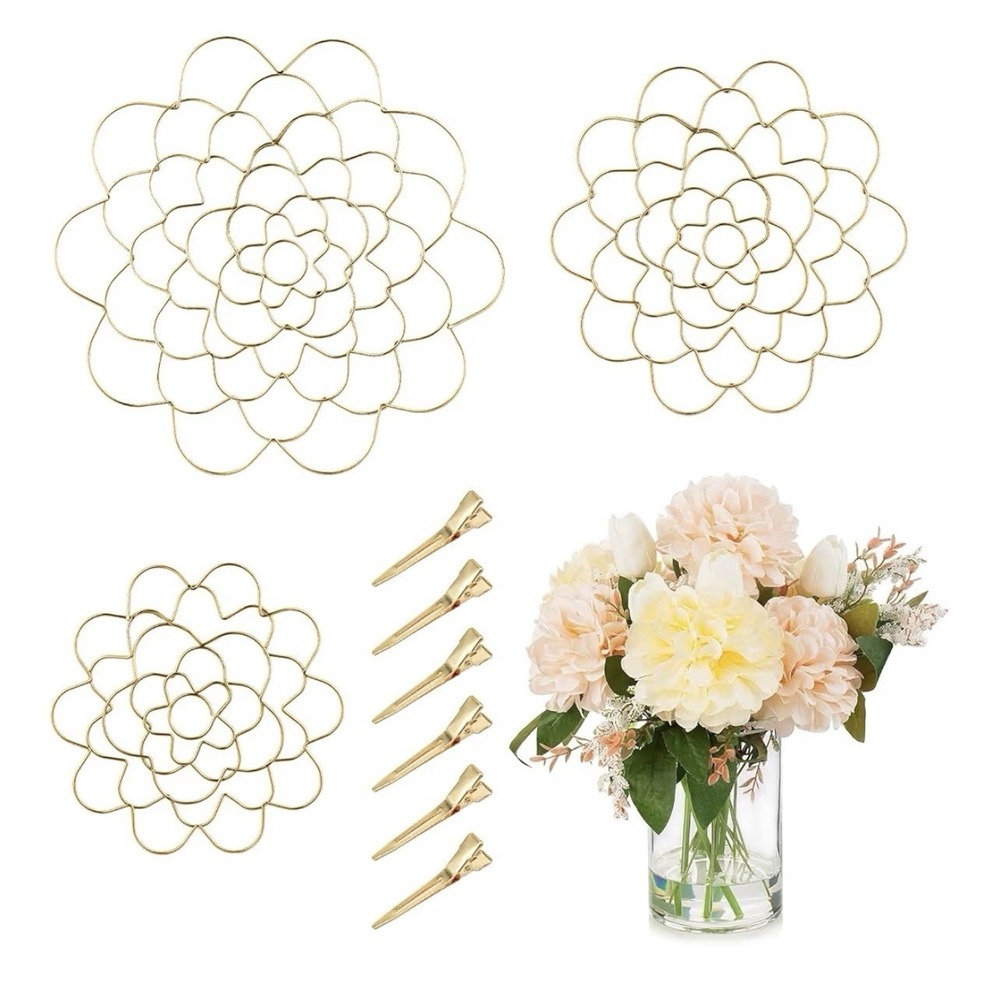 Flower Arranger‎ Holder, Floral Arrangement Holder Bouquet Twister Reusable Gold